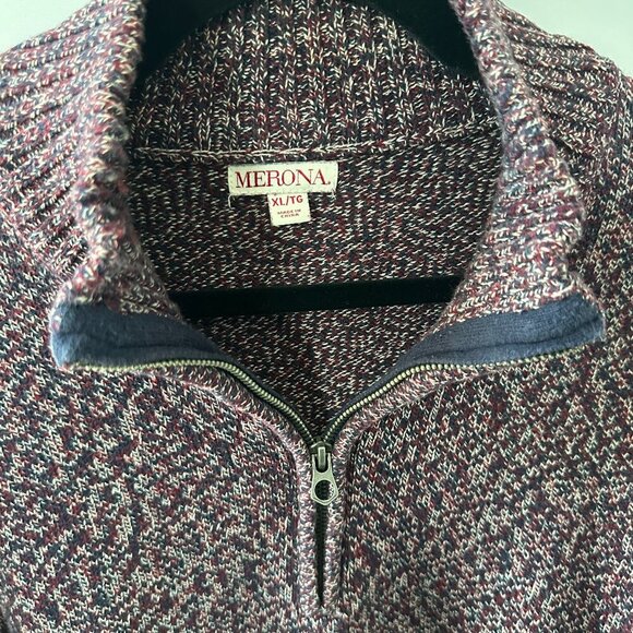 Red & Blue XL Merona Quarterzip Sweater  100% Cotton - Picture 6 of 9